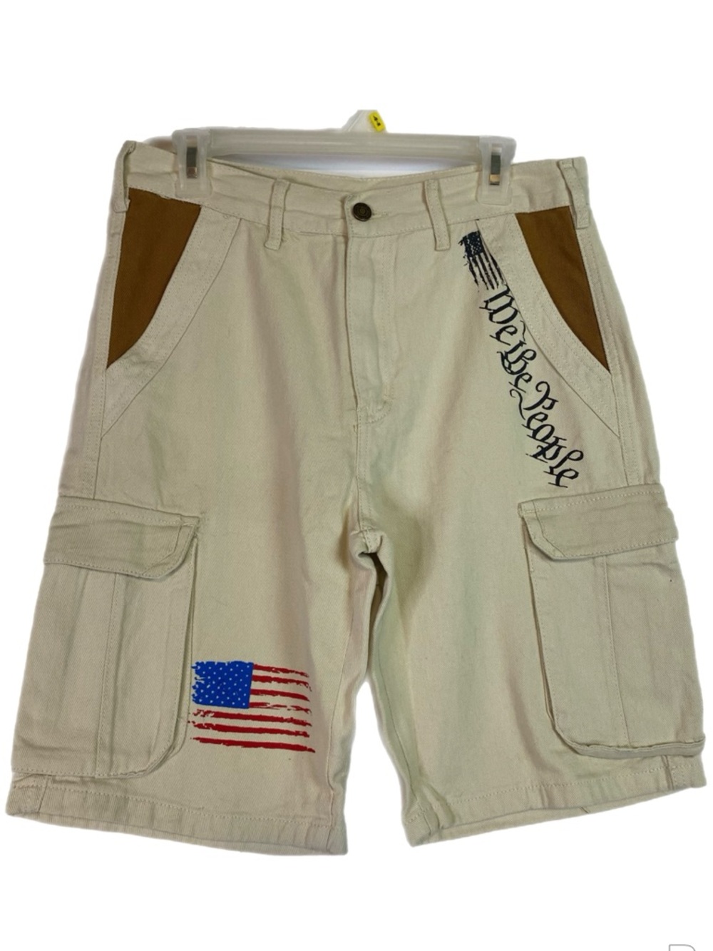 “We the People” Scripted Cargo Shorts Tan Men S 32waist